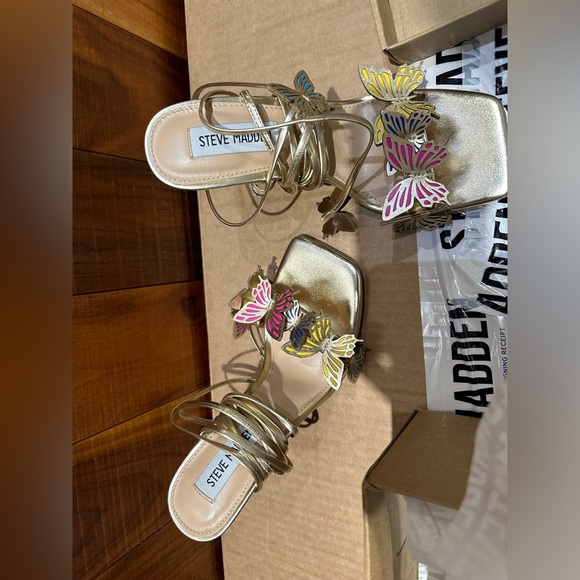 They’re Steve Madden heels, brand new, with cute colorful butterflies on them - Picture 1 of 3